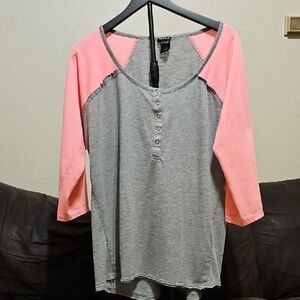 torrid Gray Body Pink Raglan Henley Tee